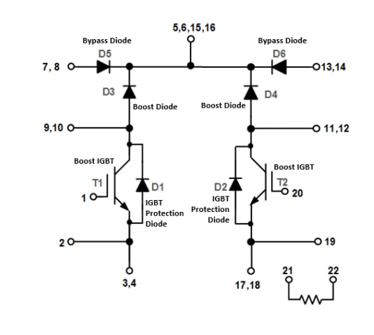 原理图 - onsemi NXH100B120H3Q0双升压电源模块